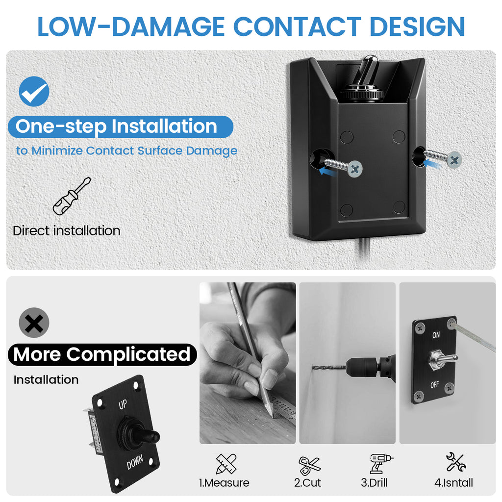 GEVINFA Wired Toggle Switch 12V 30A - Heavy Duty Waterproof SPST 2 Pin Latching Switch, Panel Mount Design with 2ft Wire for Marine, Automotive, RV, Truck & Boat Electrical Setups ON/OFF Sticker ﻿