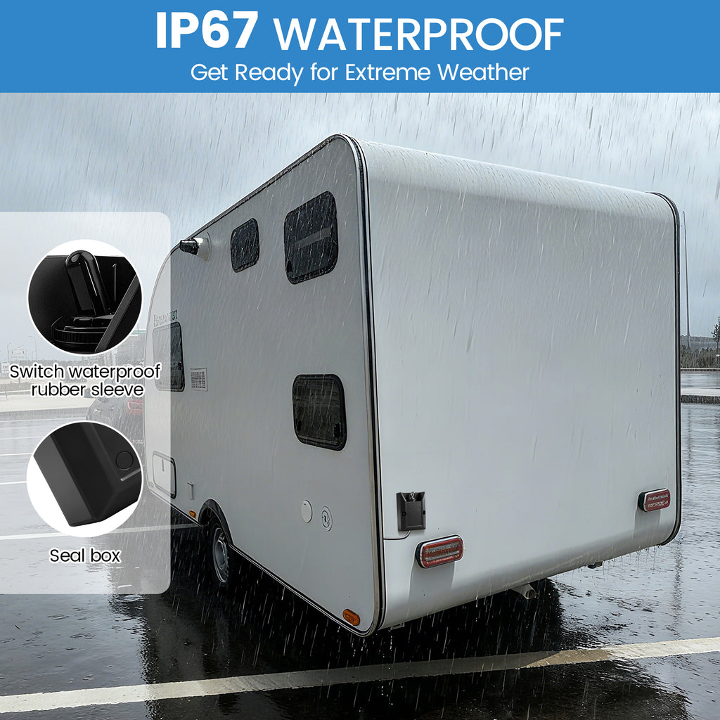 GEVINFA Wired Toggle Switch 12V 30A - Heavy Duty Waterproof SPST 2 Pin Latching Switch, Panel Mount Design with 2ft Wire for Marine, Automotive, RV, Truck & Boat Electrical Setups ON/OFF Sticker ﻿