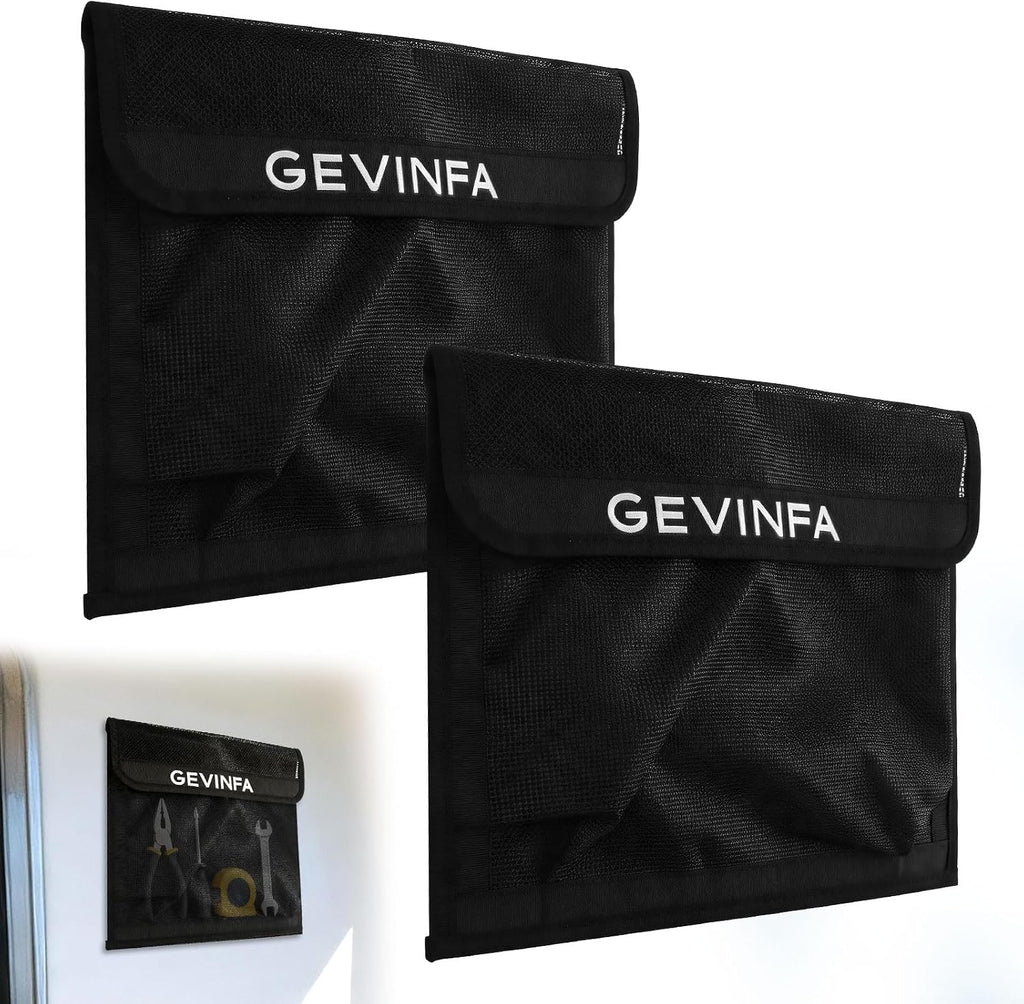 GEVINFA Boat Storage Mesh Bags Self-Adhesive Velcro Pocket Organizer 2 PCS