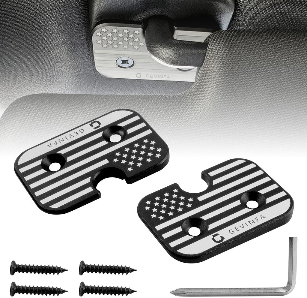 GEVINFA Sun Visor Repair Kit Compatible with Ram 1500 2019-2026, 2 Pack Upgraded Aluminum Alloy Visor Clips with US-Flag for Fixing Sagging Sun Visor, Patriotic Truck Interior Ram 1500 Accessories