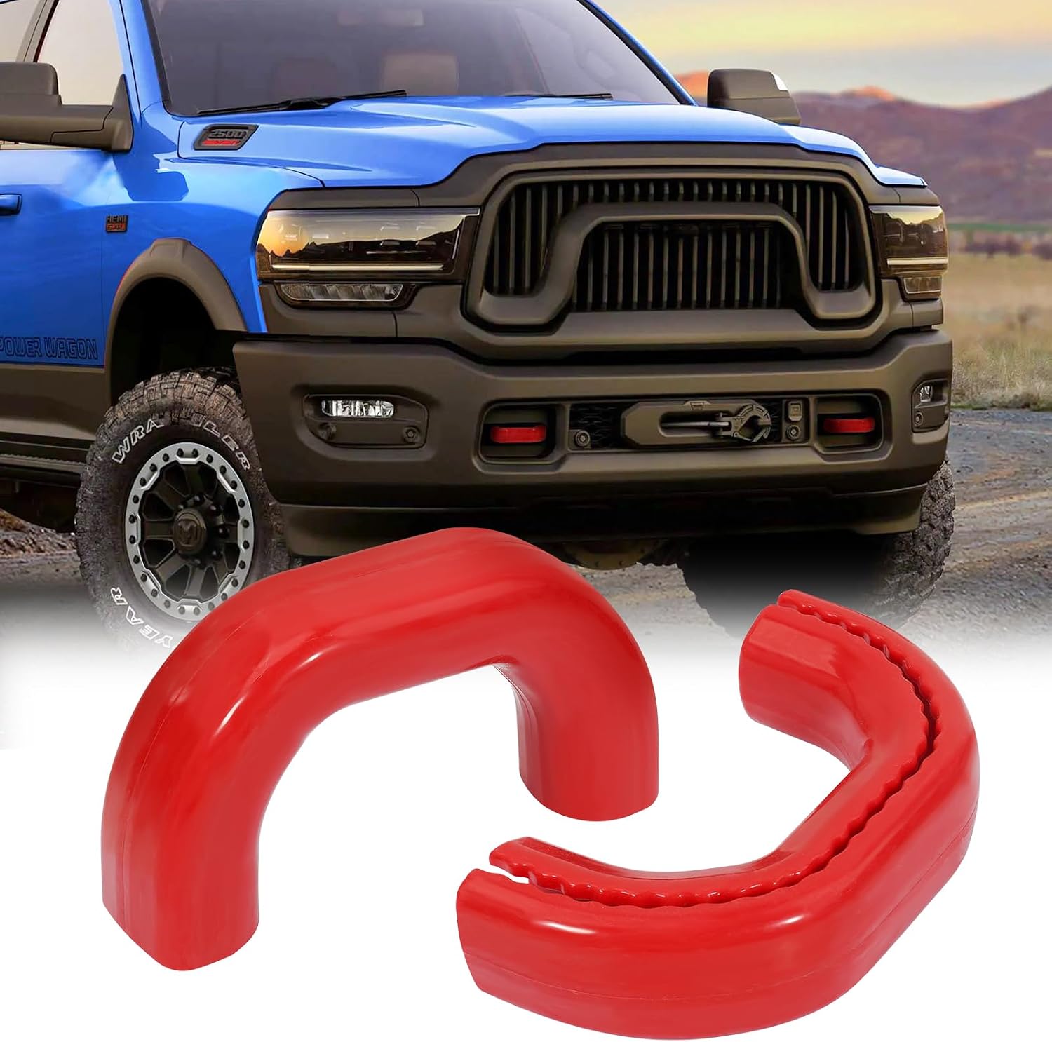 Tow Hook Covers Fits RAM 2500 3500 2019-2025 Red Silicone Protector