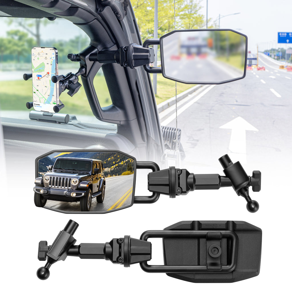 GEVINFA Upgrade Mirrors Doors Off Compatible with Jeep Wrangler JL JLU and Gladiator JT 2018-2023, Quick Release JL Mirror, No Wobble & Quick Removal knob(Not Fit 2024 2025) Patented