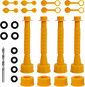 Gas Can Spout Replacement, Gas Can Nozzle Spouts 4 Kit,with 8 Screw Collar Caps(4 Coarse Thread&4 Fine Thread Fits Most Cans) with 8 Gas Can Gasket, Spout Cap, Gas Can Vent Caps,with Drill(33 PCS)