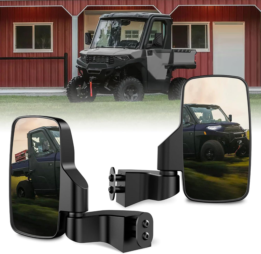 Ranger Side Rear View Mirrors Full-Door Mounted, GEVINFA UTV Side Mirrors for Polaris Ranger Door Compatible With 2018-24 Polaris Ranger CREW SP XP 570 1000 2019-23 Commercial Pro XD(WITH DRILL)