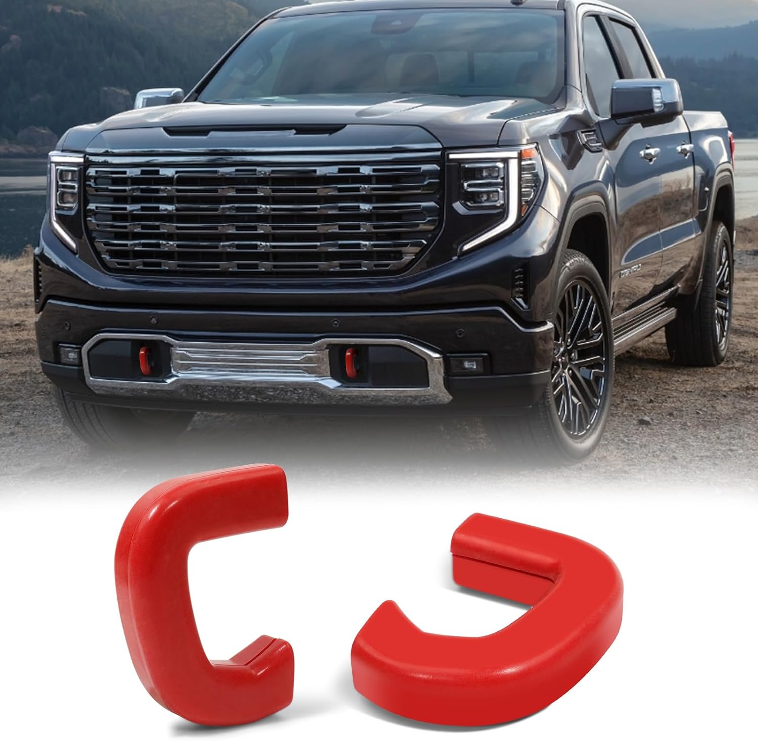 GEVINFA Tow Hook Covers for GMC Sierra 1500 2019-2025, Red Protector