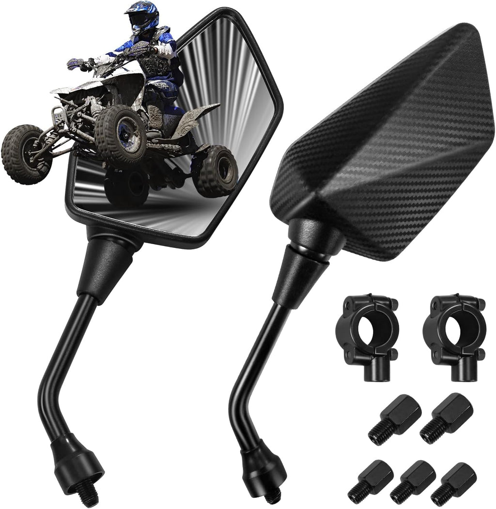 ATV Mirror - Rear View Mirror for ATV, Bike, Scooter & More - 7/8" Handlebar Mount, 8MM/10MM Screw Compatible with Victory, Yamaha, Kawasaki & KTM