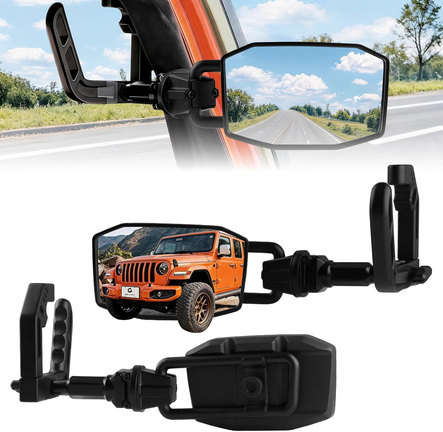 Mirrors Doors Off for Jeep Wrangler JK JKU 2007-2018, 2-in-1 Front Grab Handle & Quick Release Side View JK Mirror with 1" Ball Mount, Aluminum Alloy, 2&4 Door Off-Road Accessories