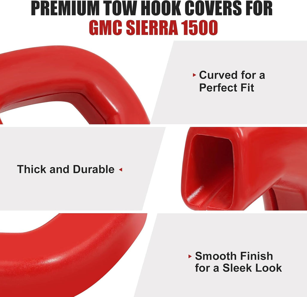 GEVINFA Tow Hook Covers for GMC Sierra 1500 2019-2025, Red Protector