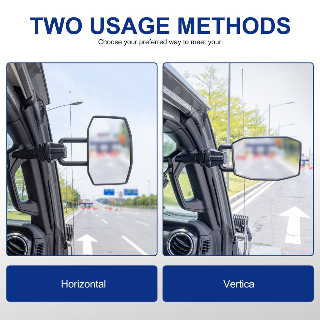 GEVINFA Upgrade Mirrors Doors Off Compatible with Jeep Wrangler JL JLU and Gladiator JT 2018-2023, Quick Release JL Mirror, No Wobble & Quick Removal knob(Not Fit 2024 2025) Patented