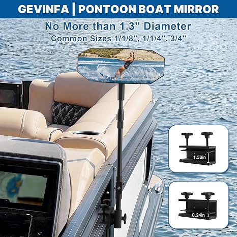 GEVINFA Pontoon Boat Mirror Rear View, Flag 4.8"x12.4" Large Marine Mirror