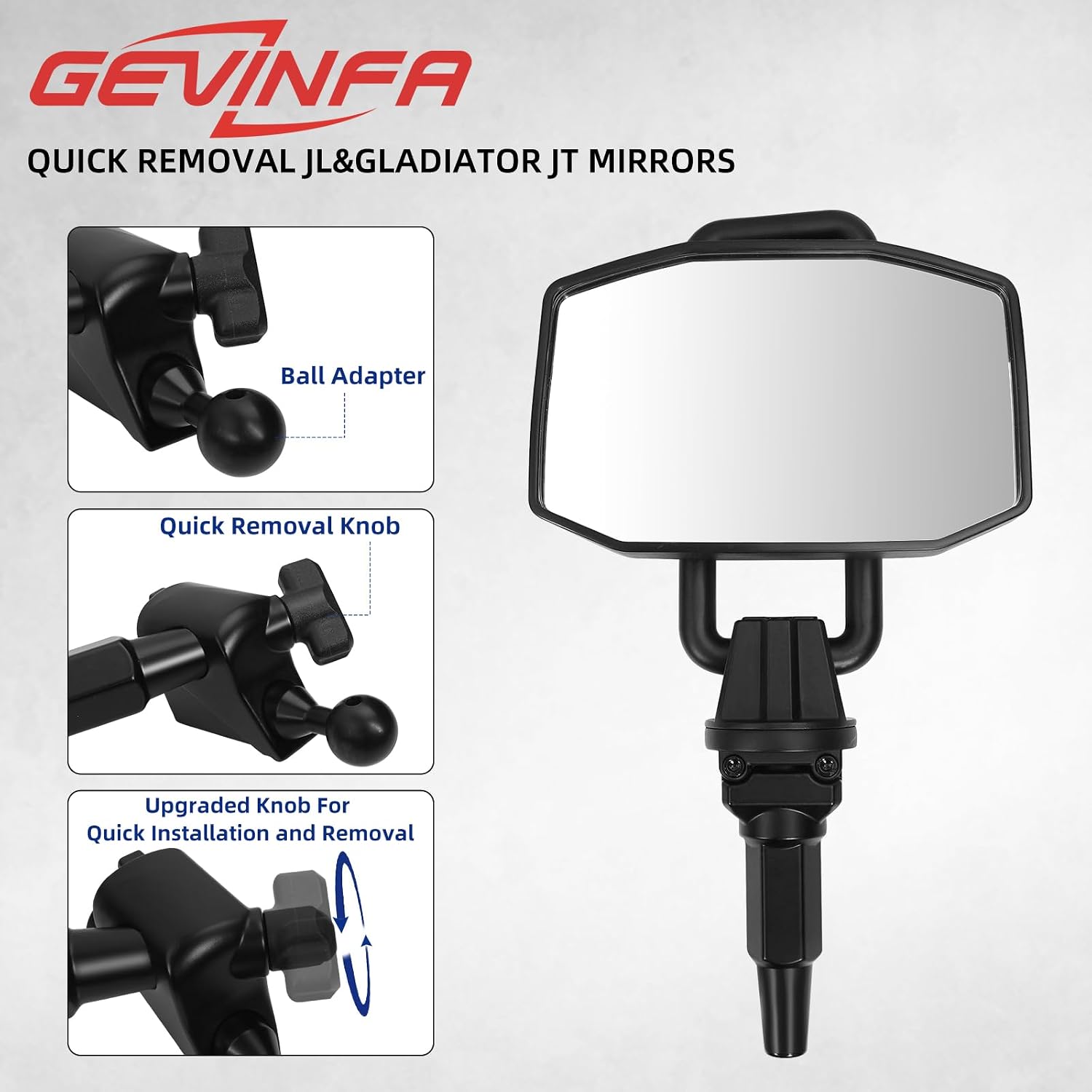 GEVINFA Mirrors Doors Off for Jeep Wrangler JL JLU & GladiatorJT 2018-2023