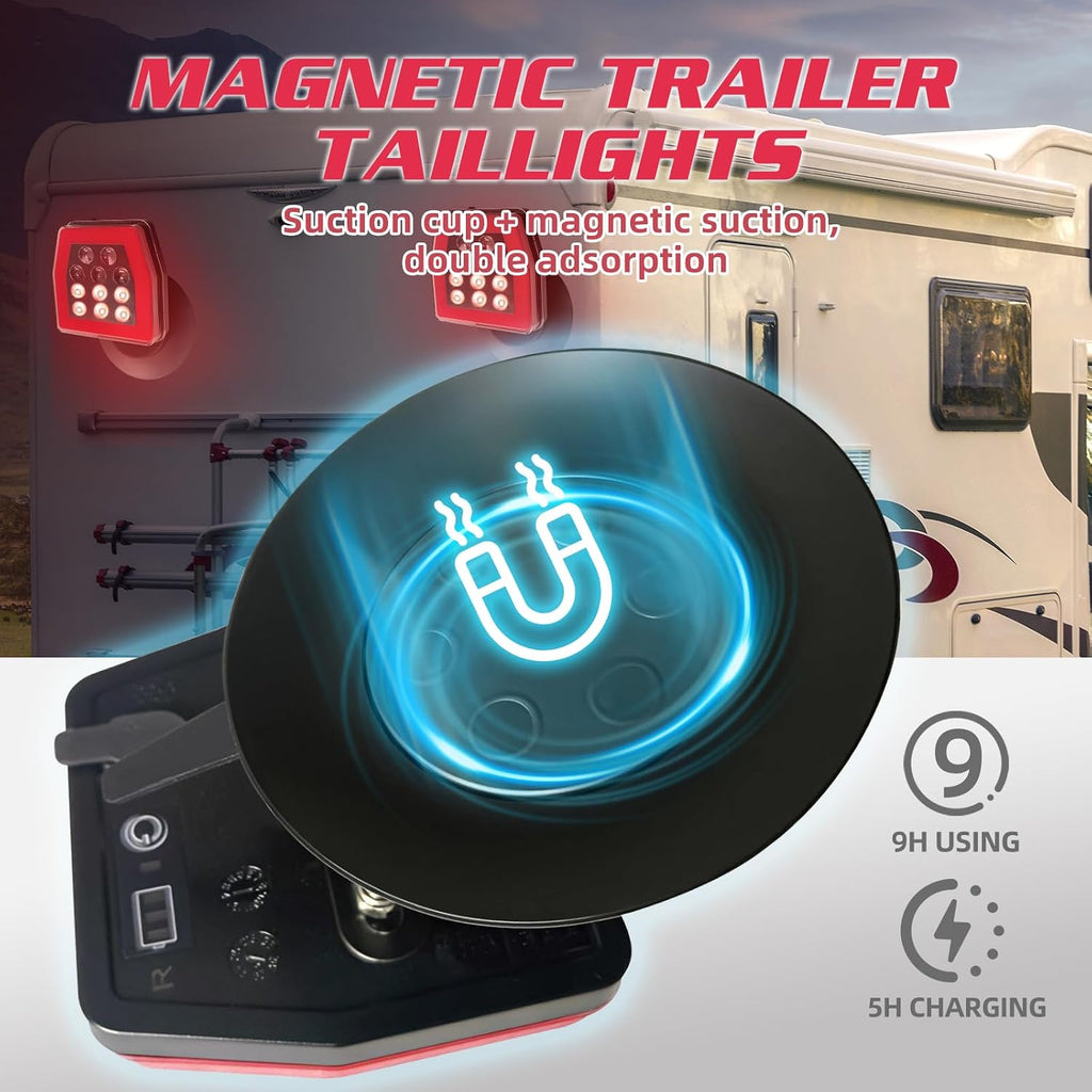 Wireless Magnetic Trailer Lights 2.4GHz for Towing Truck RV Boat