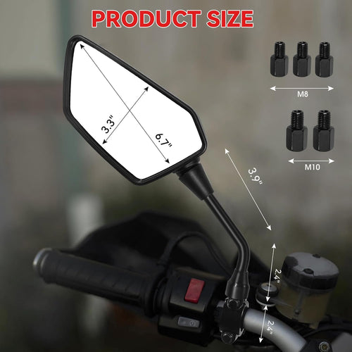 ATV Mirror - Rear View Mirror for ATV, Bike, Scooter & More - 7/8" Handlebar Mount, 8MM/10MM Screw Compatible with Victory, Yamaha, Kawasaki & KTM