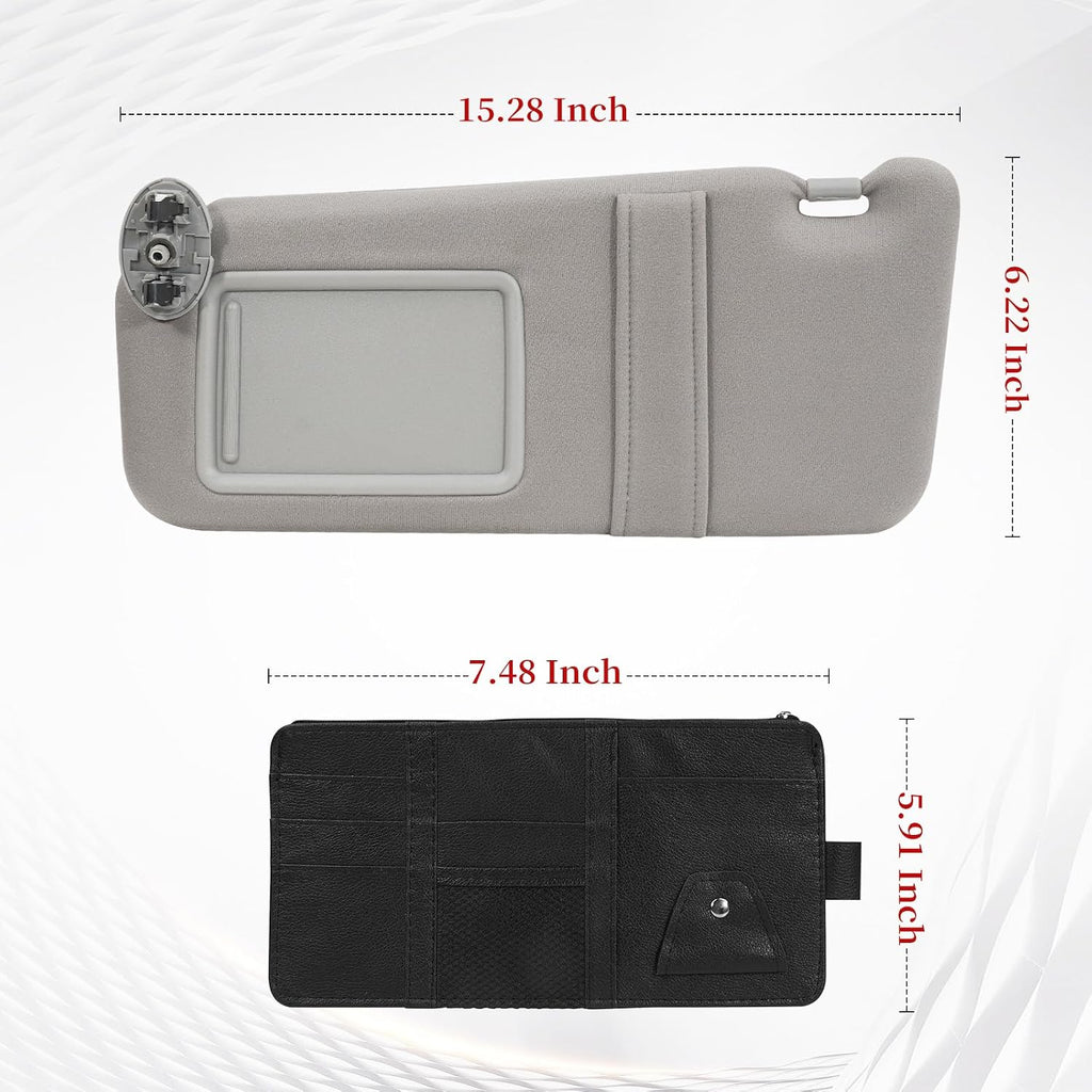 Car Sun Visor Replacement for Toyota Camry Grey,fit for Driver & Passenger Side Toyota Camry Sun Visor 2007 2008 2009 2010 2011 and Hybrid Without Light,Replace OE#74310-06750-E0, 74320-06780-B0,2 PCS