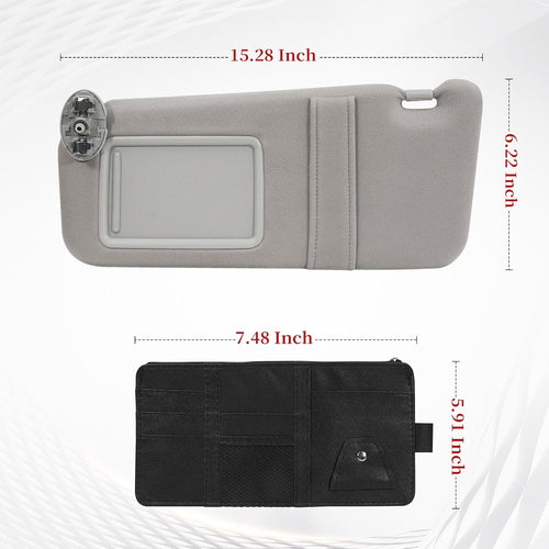 Car Sun Visor Replacement for Toyota Camry Grey,fit for Driver & Passenger Side Toyota Camry Sun Visor 2007 2008 2009 2010 2011 and Hybrid Without Light,Replace OE#74310-06750-E0, 74320-06780-B0,2 PCS