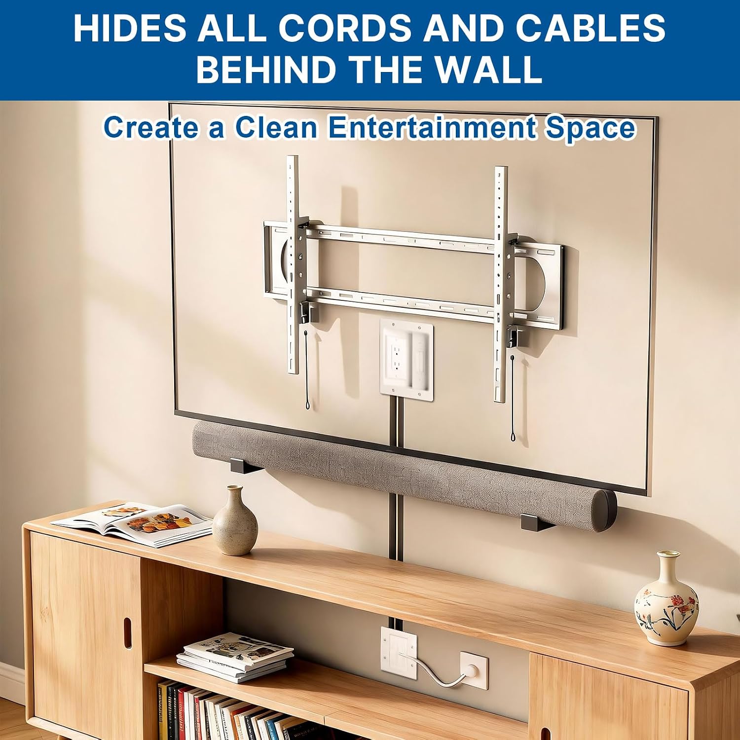 in-Wall Cable Management Kit with Power Extension Cord for Wall TV