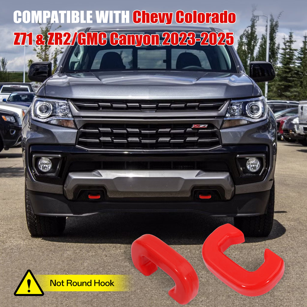 GEVINFA Red Front Tow Hooks Covers Only Compatible with Colorado Z71 ZR2 & GMC Canyon 2023 2024 2025, Heavy Duty Custom Trailer Hitch Cover Fits Chevy Colorado Accessories and GMC Canyon Accessories