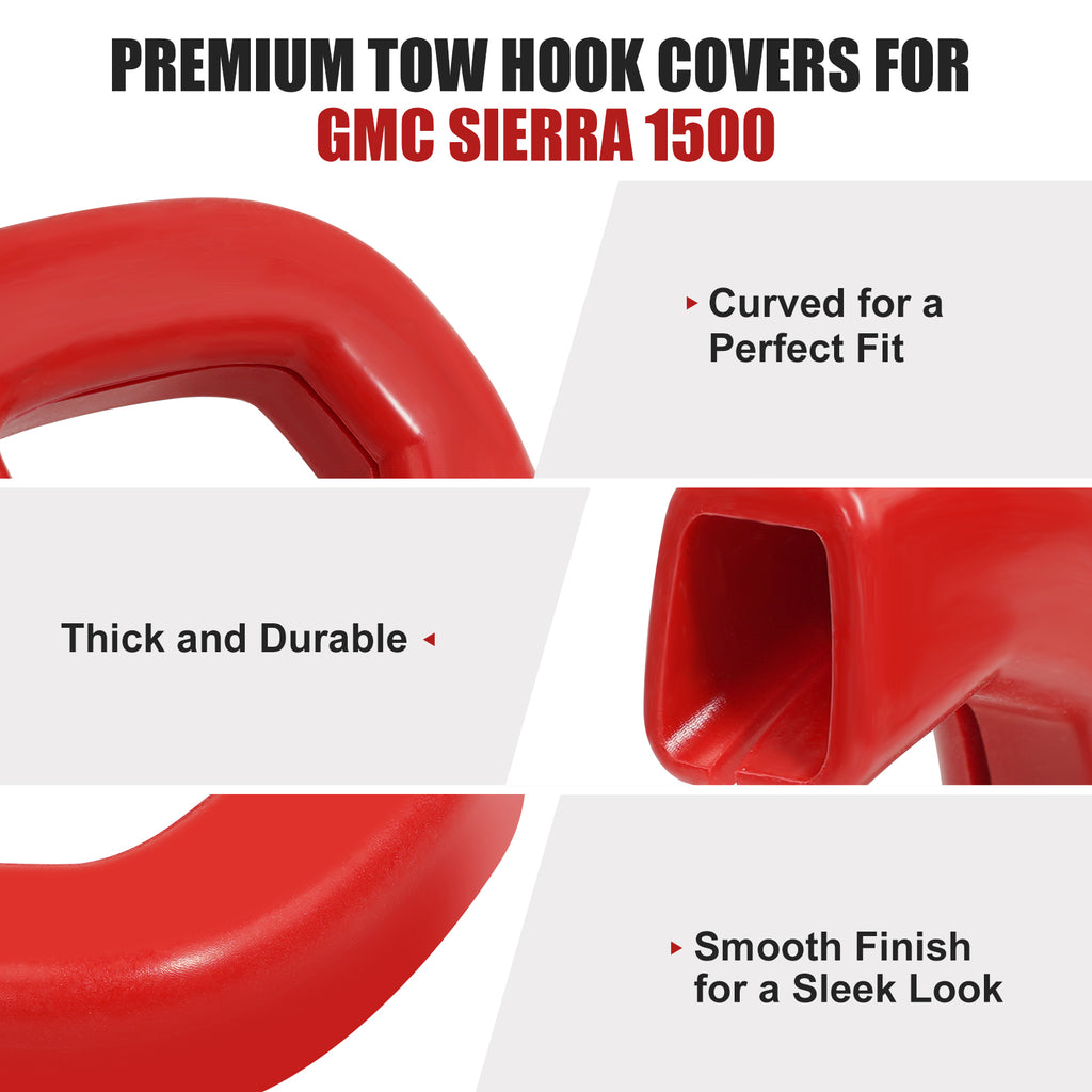 Tow Hook Covers Compatible with GMC Sierra 1500 2019-2025, Vertical Tow Hooks, Custom-Fit Protector Cover for Sierra 1500 Accessories | Durable & Stylish Upgrade (Red)
