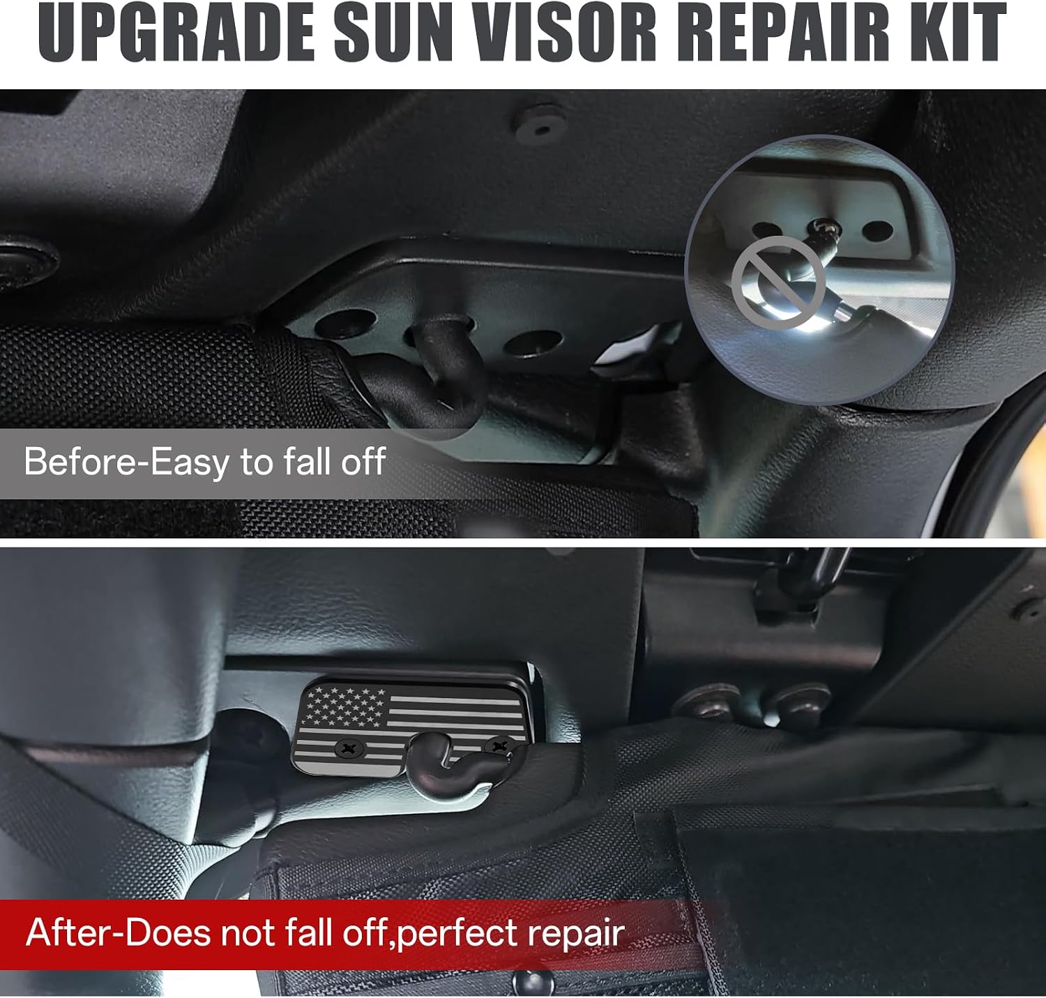 GEVINFA Wrangler Sun Visor Repair Kit - Upgraded Aluminum Alloy Visor Clips