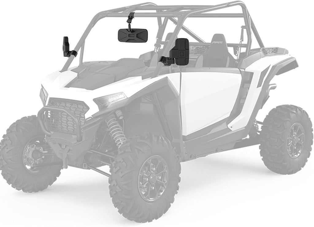 UTV RZR Rear View Mirror and Side Mirrors Set 1.65"-2" Roll Bar Cage, UTV Convex Rear View Side Mirrors Compatible with Polaris RZR Ranger Can Am X3 Commander Kawasaki Mule Rhino