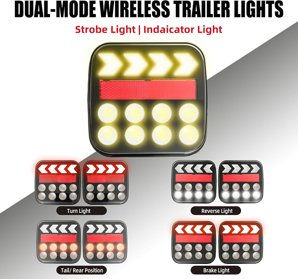 Wireless Trailer Lights, Magnetic LED Kit for Tow Trucks, Boats
