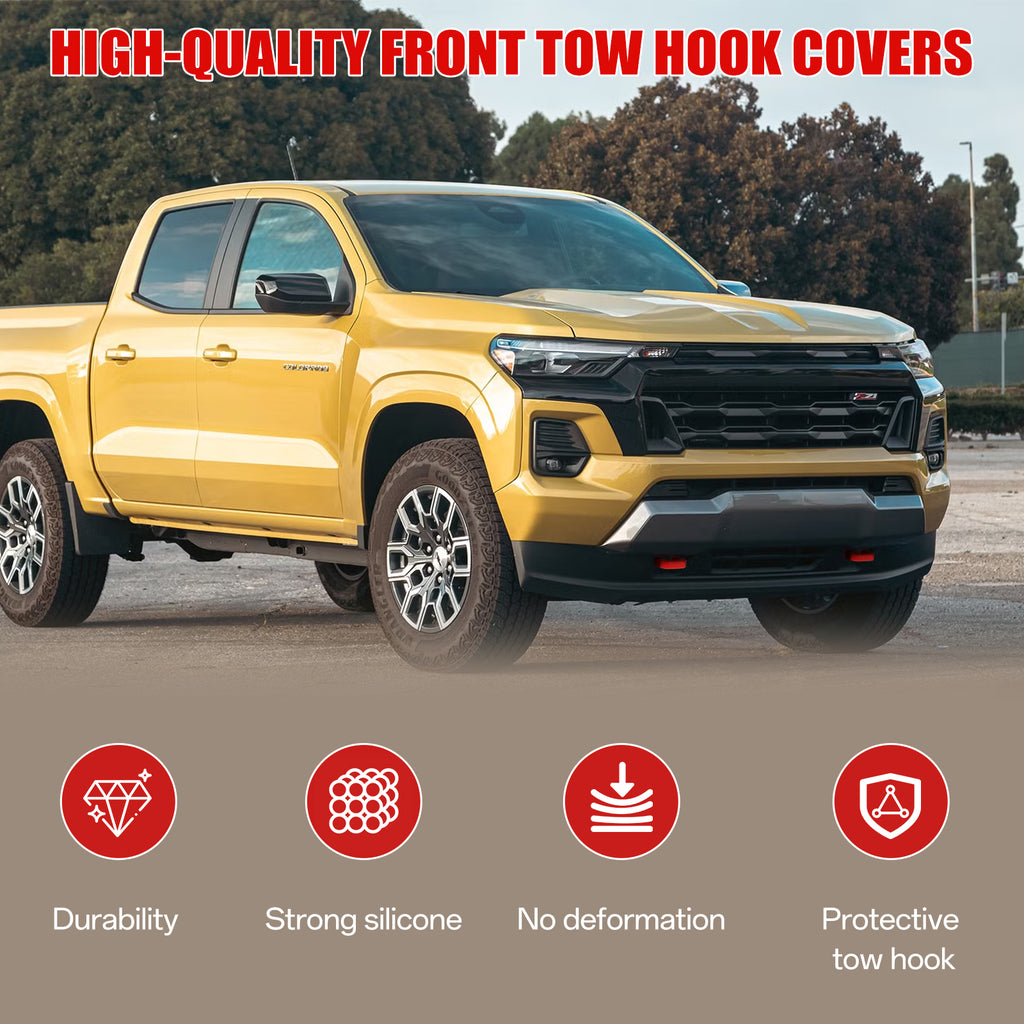 GEVINFA Red Front Tow Hooks Covers Only Compatible with Colorado Z71 ZR2 & GMC Canyon 2023 2024 2025, Heavy Duty Custom Trailer Hitch Cover Fits Chevy Colorado Accessories and GMC Canyon Accessories