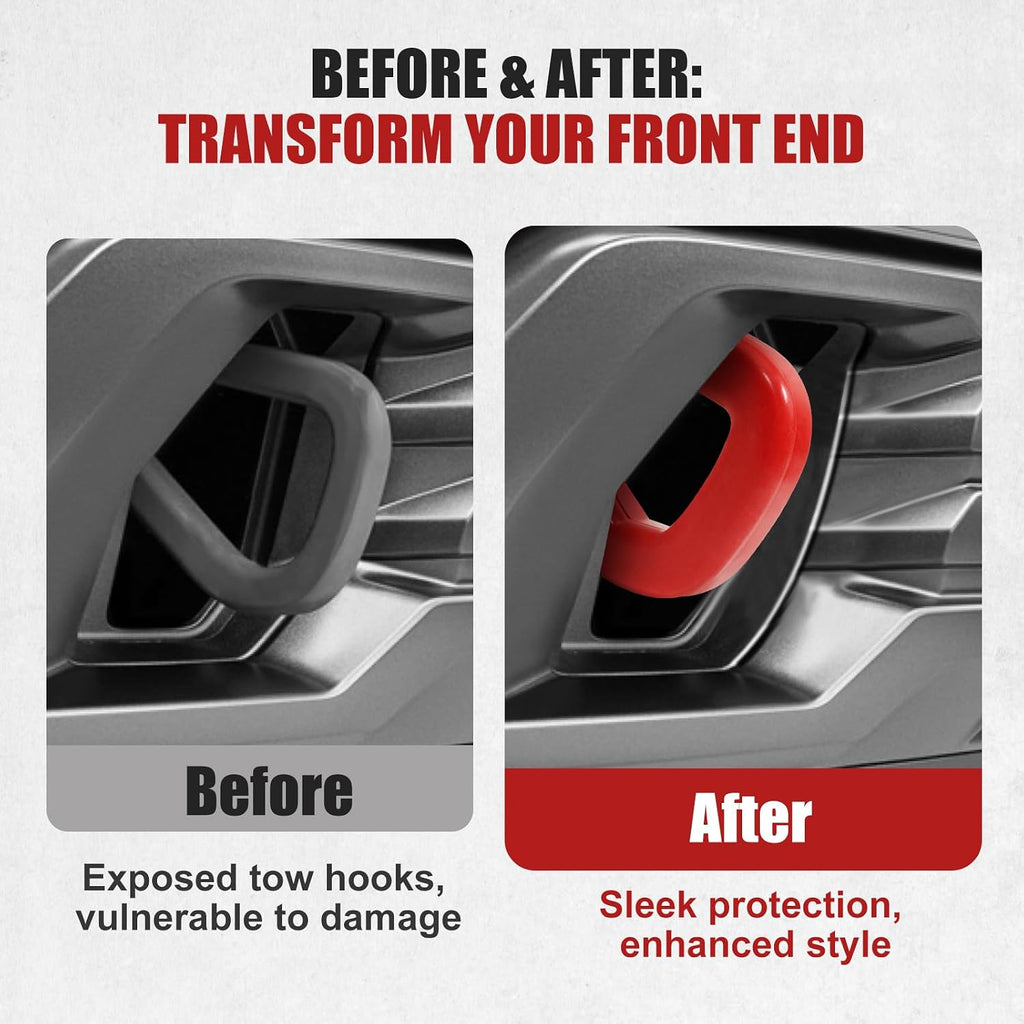 GEVINFA Tow Hook Covers for GMC Sierra 1500 2019-2025, Red Protector