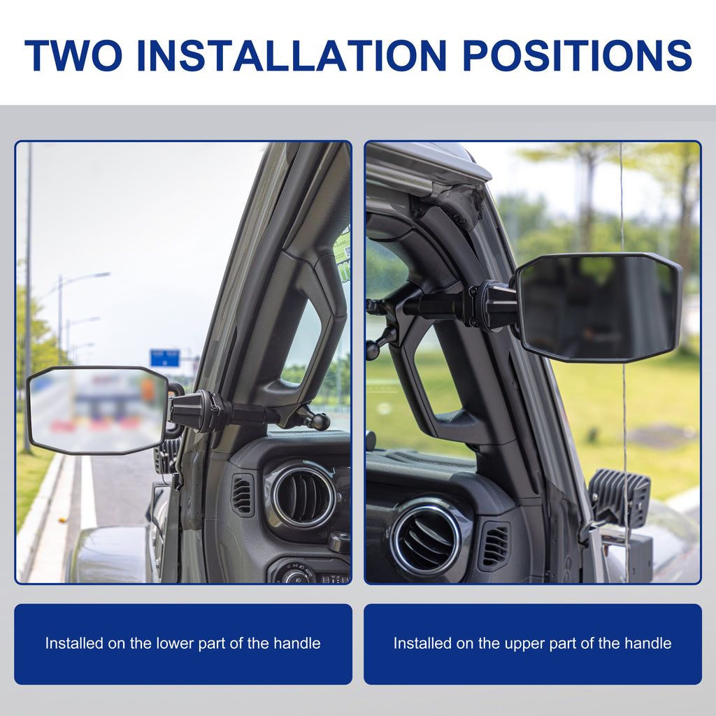 GEVINFA Upgrade Mirrors Doors Off Compatible with Jeep Wrangler JL JLU and Gladiator JT 2018-2023, Quick Release JL Mirror, No Wobble & Quick Removal knob(Not Fit 2024 2025) Patented