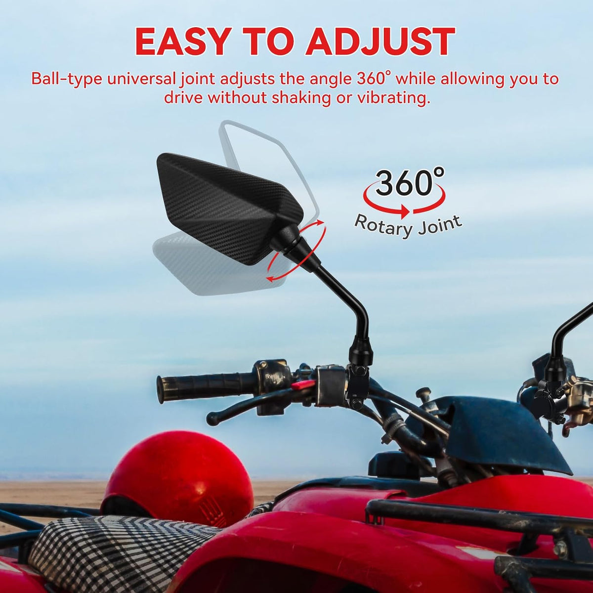 ATV Mirror - Rear View Mirror for ATV, Bike, Scooter & More - 7/8" Handlebar Mount, 8MM/10MM Screw Compatible with Victory, Yamaha, Kawasaki & KTM
