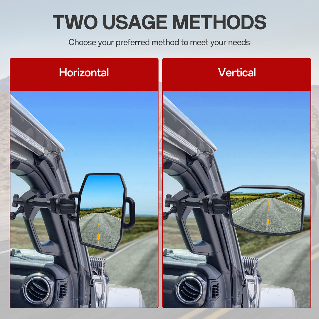 GEVINFA Upgraded Mirrors Doors Off Compatible with Jeep Wrangler JL JLU and Gladiator JT 2024-2026, Quick Release JL Mirror, No Wobble & Quick Removal knob(Not Fit 1986-2023) Patented