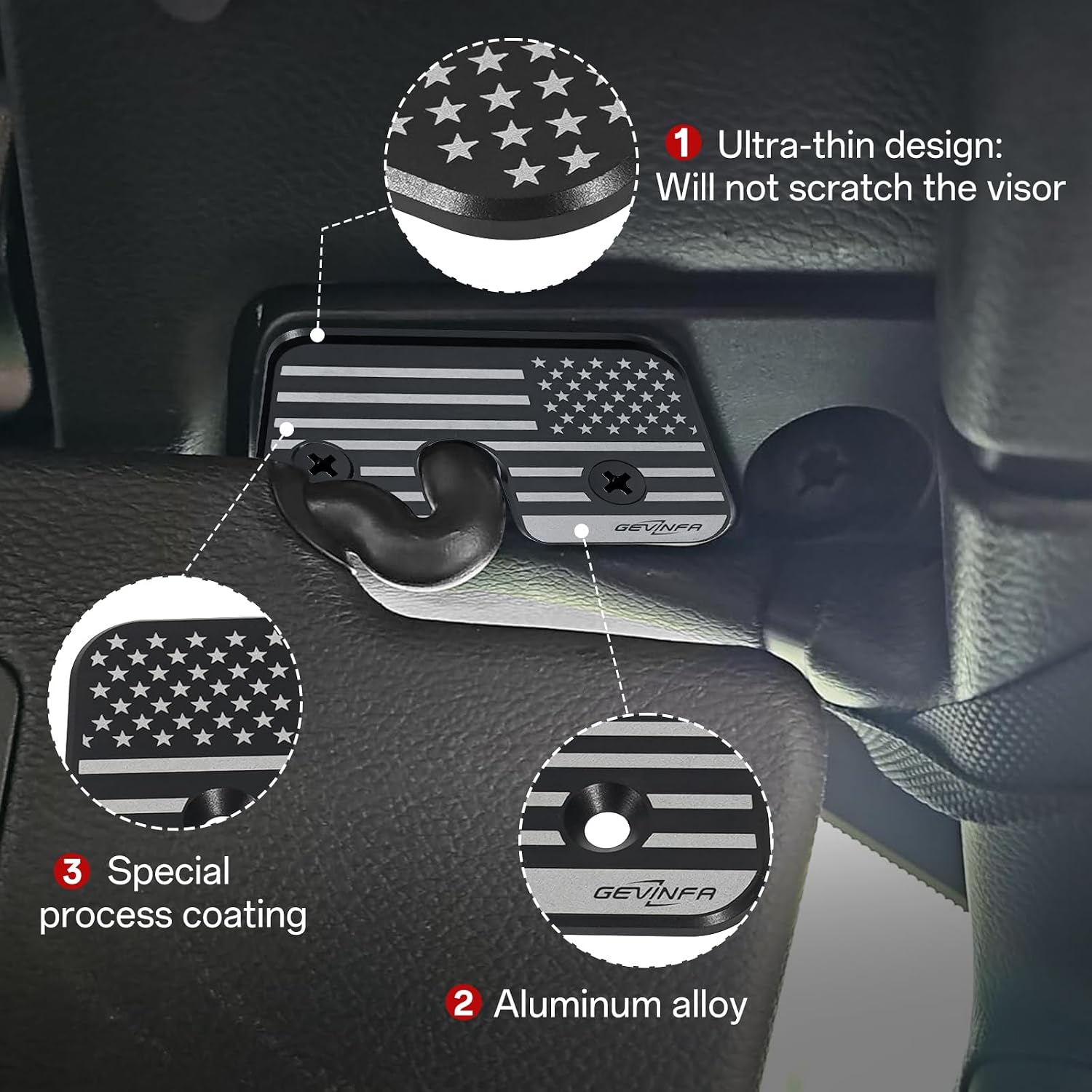 GEVINFA Wrangler Sun Visor Repair Kit - Upgraded Aluminum Alloy Visor Clips