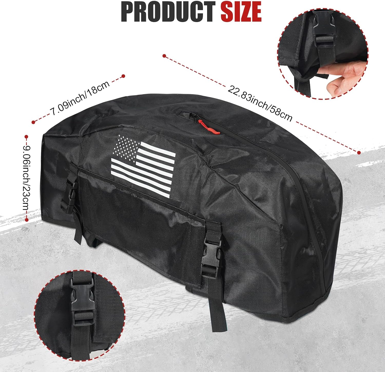 GEVINFA Winch Cover Top Zipper, Waterproof Protection for 8000-13500 Lbs