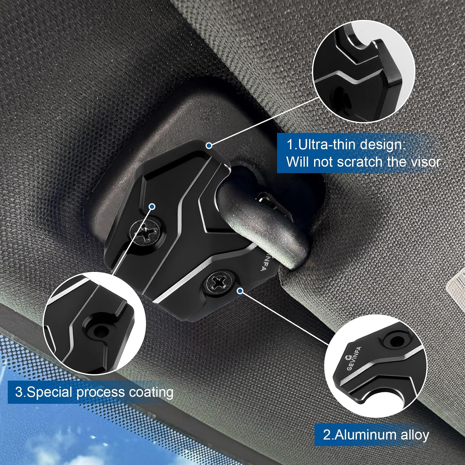 GEVINFA Sun Visor Repair Kit Compatible with Ram 1500 2019-2026, 2 Pack Upgraded Aluminum Alloy Visor Clips for Fixing Sagging Drooping Sun Visor, L-R Side Truck Interior Ram 1500 Accessories