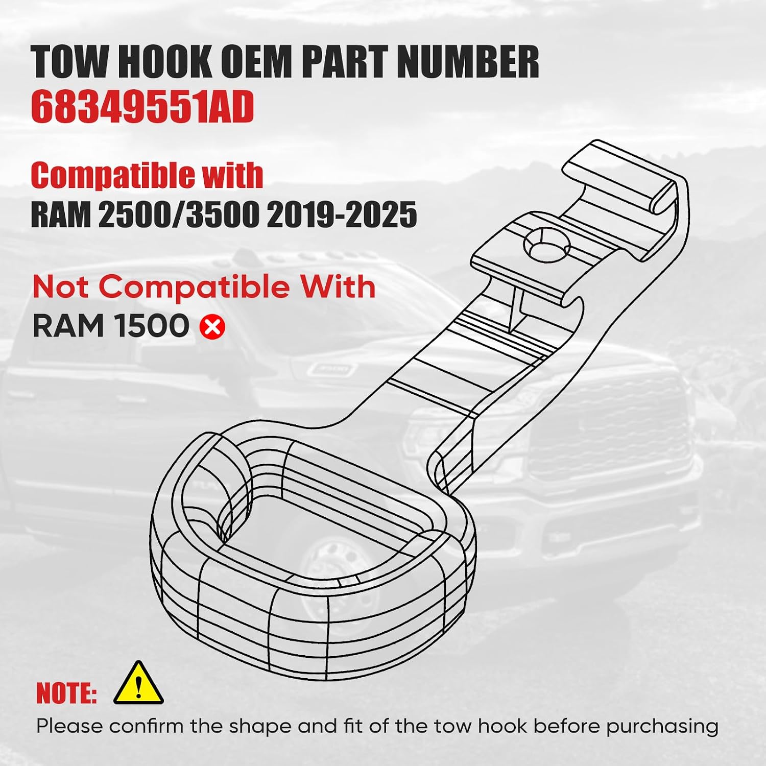 Tow Hook Covers Fits RAM 2500 3500 2019-2025 Red Silicone Protector