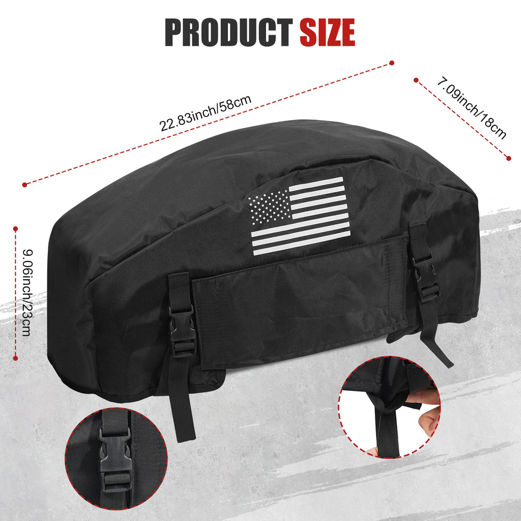 GEVINFA Winch Cover, 2026 Latest Flag Waterproof Dust-Proof Winch Protective Cover, Indoor & Outdoor Winch Accessories for 8000-13500 lbs Electric Winches With Adjustable UV Resistant Cover
