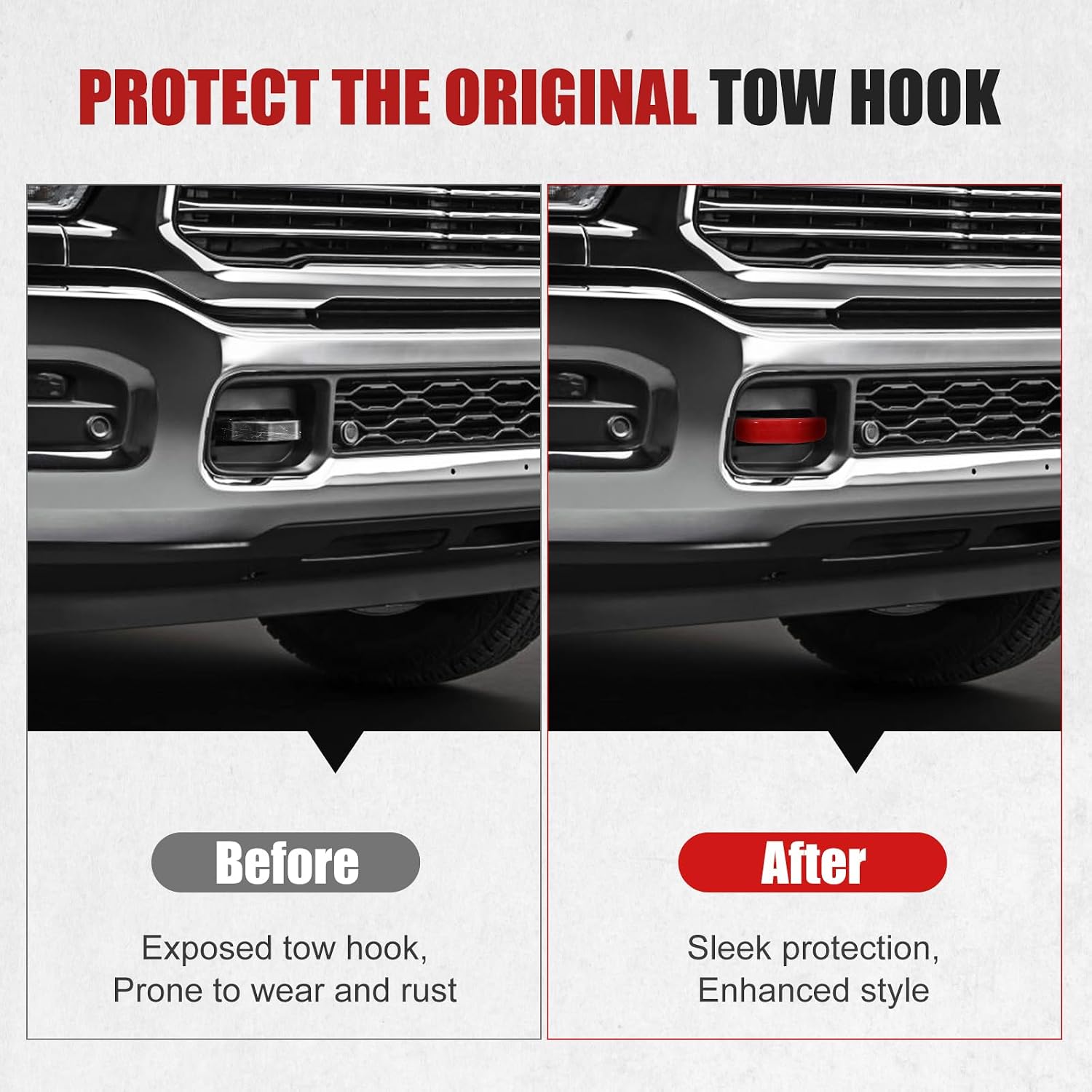 Tow Hook Covers Fits RAM 2500 3500 2019-2025 Red Silicone Protector