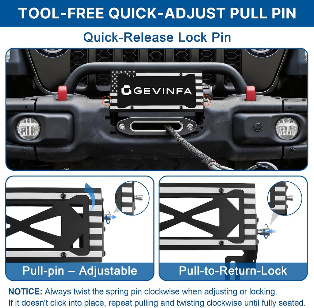 Flip-Up License Plate Mount for 10" Hawse Fairlead Winch Bumper