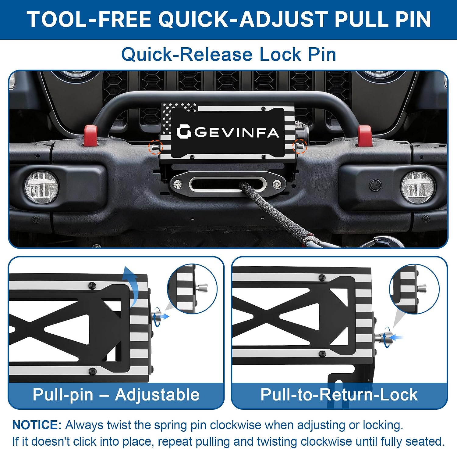 Flip-Up License Plate Mount for 10" Hawse Fairlead Winch Bumper