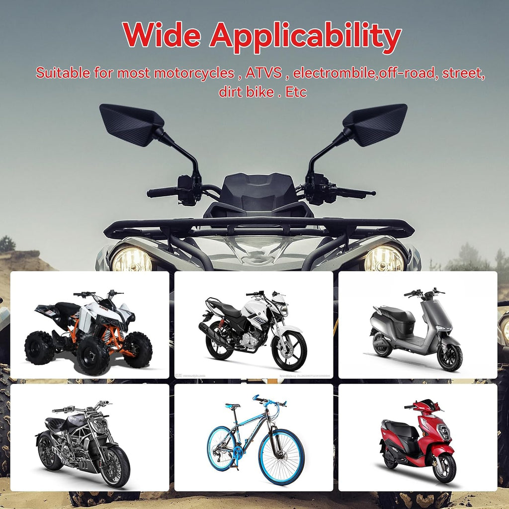 ATV Mirror - Rear View Mirror for ATV, Bike, Scooter & More - 7/8" Handlebar Mount, 8MM/10MM Screw Compatible with Victory, Yamaha, Kawasaki & KTM