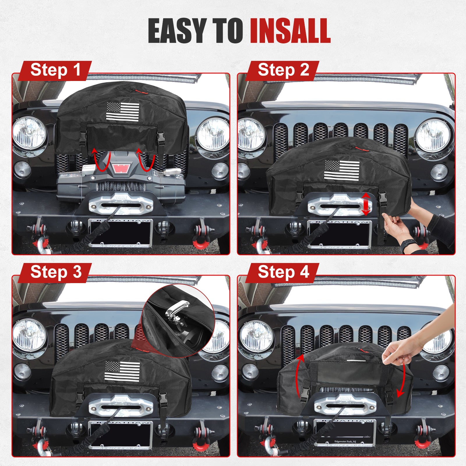 GEVINFA Winch Cover with Top Zipper Design, 2026 Latest Flagship Waterproof Dust-Proof UV Resistant Winch Protective Cover, Indoor & Outdoor Adjustable Accessories for 8000-13500 lbs Electric Winches