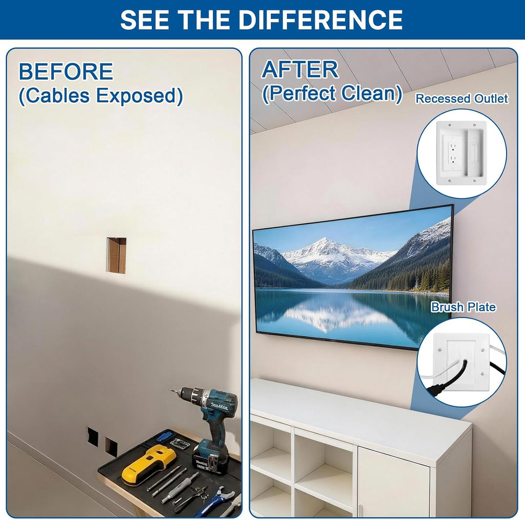 in-Wall Cable Management Kit with Power Extension Cord for Wall TV