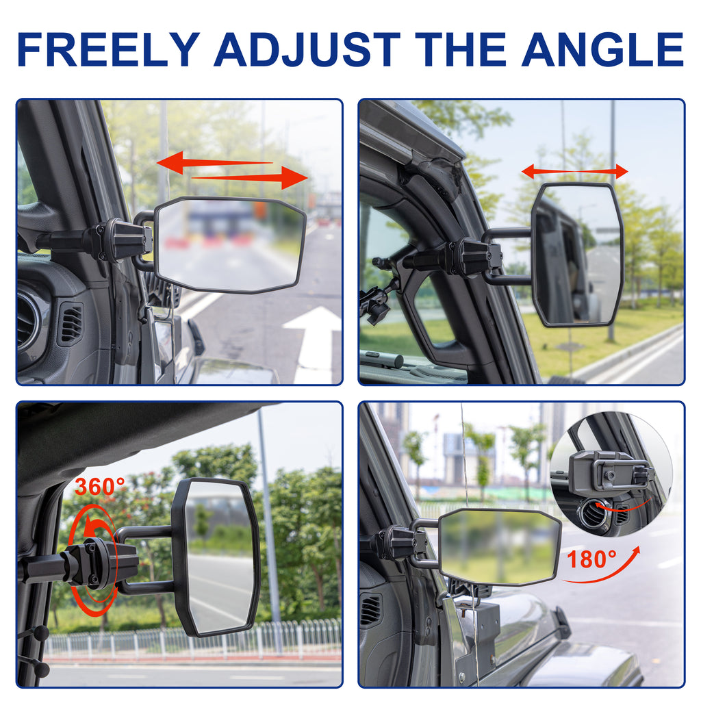 GEVINFA Upgrade Mirrors Doors Off Compatible with Jeep Wrangler JL JLU and Gladiator JT 2018-2023, Quick Release JL Mirror, No Wobble & Quick Removal knob(Not Fit 2024 2025) Patented