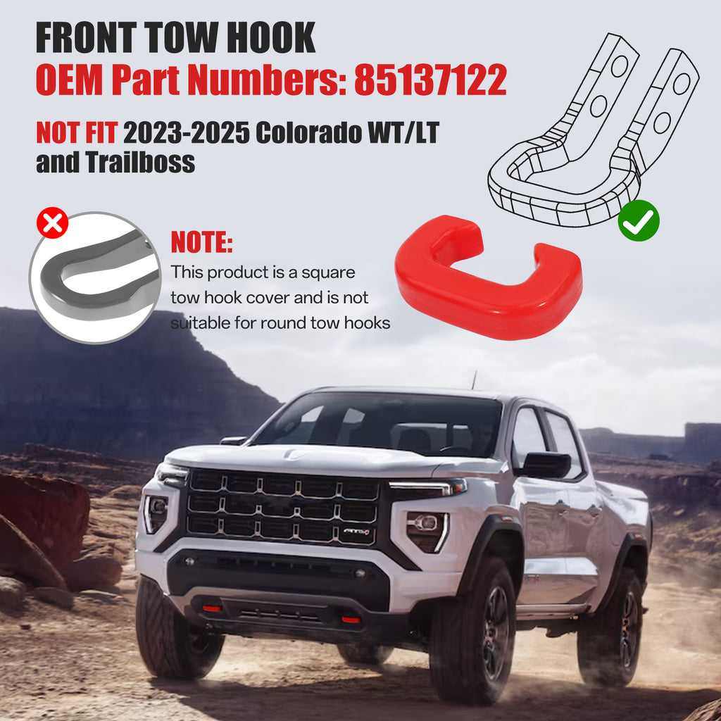 GEVINFA Red Front Tow Hooks Covers Only Compatible with Colorado Z71 ZR2 & GMC Canyon 2023 2024 2025, Heavy Duty Custom Trailer Hitch Cover Fits Chevy Colorado Accessories and GMC Canyon Accessories