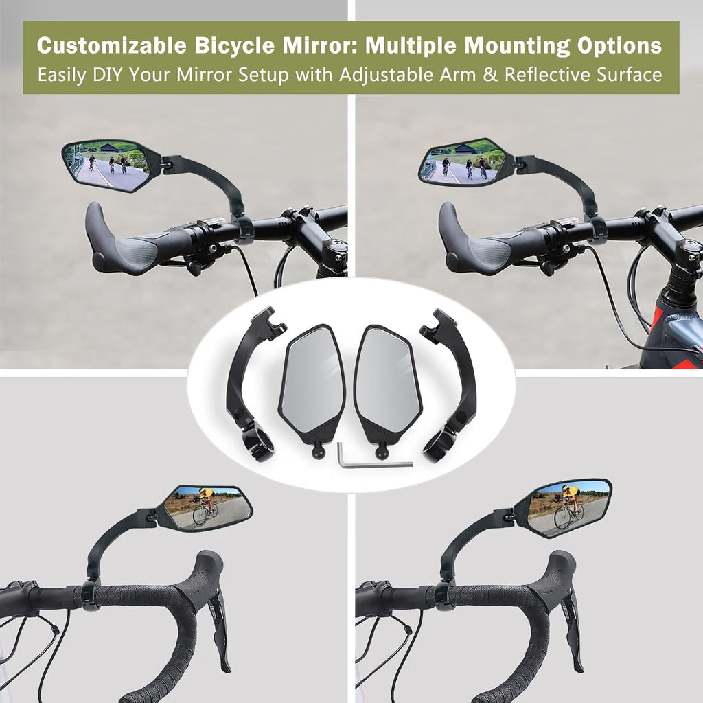 GEVINFA RIDE Adjustable Handlebar Bike Mirrors, Left & Right Bicycle Mirror Set