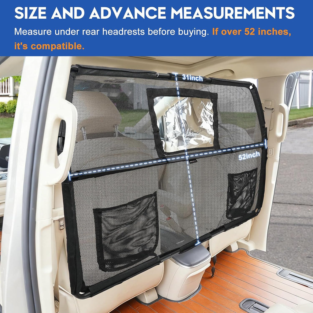 GEVINFA 52" Dog Car Barrier for SUV, Wide Escape-Proof & Chew-Proof