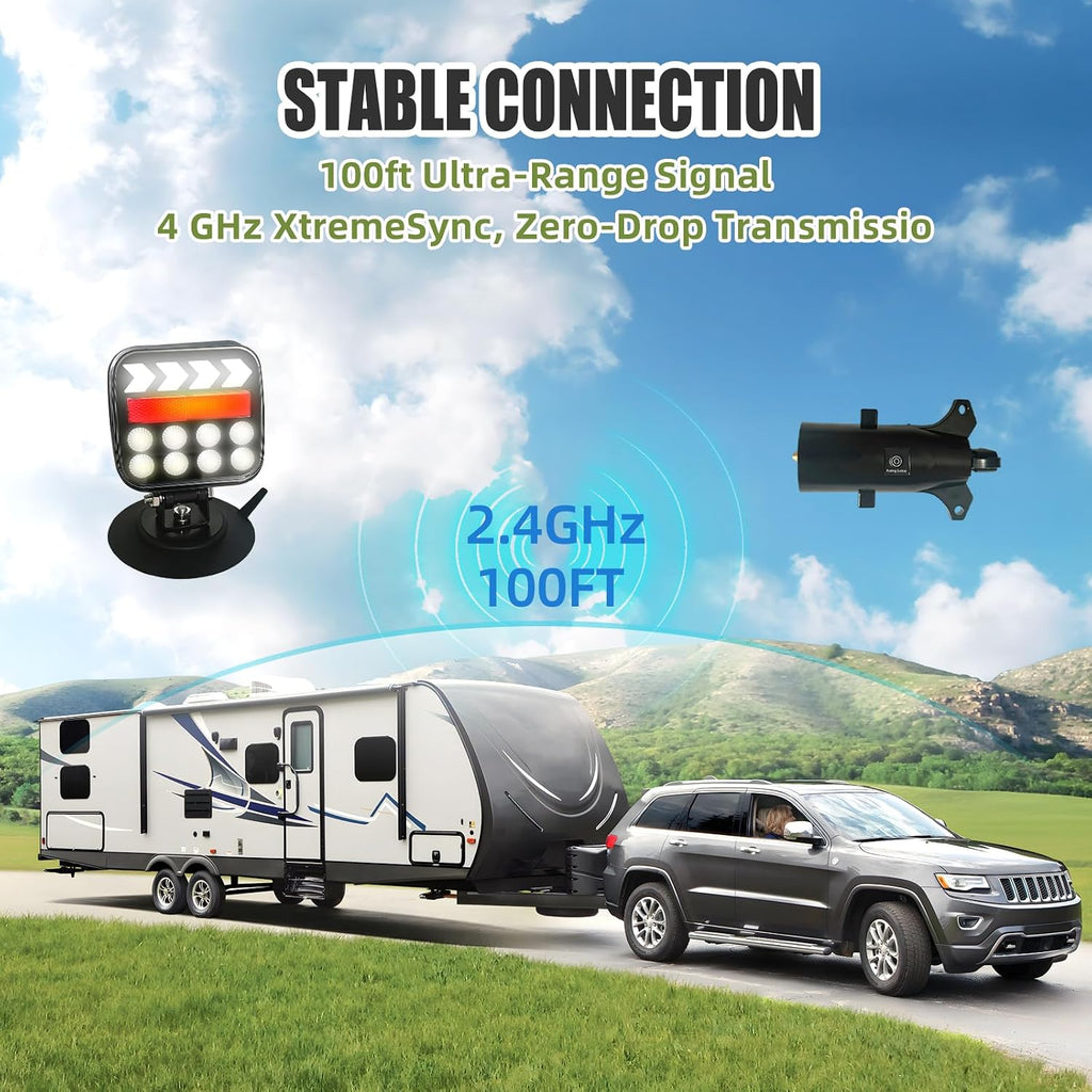 Wireless Trailer Lights, Magnetic LED Kit for Tow Trucks, Boats