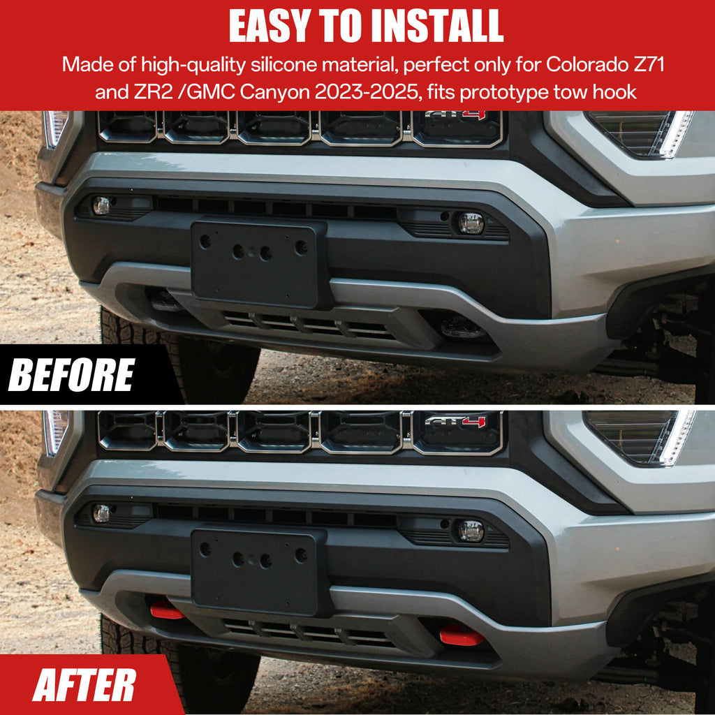 GEVINFA Red Front Tow Hooks Covers Only Compatible with Colorado Z71 ZR2 & GMC Canyon 2023 2024 2025, Heavy Duty Custom Trailer Hitch Cover Fits Chevy Colorado Accessories and GMC Canyon Accessories