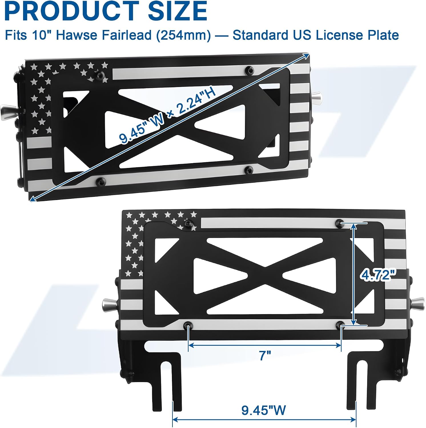 Flip-Up License Plate Mount for 10" Hawse Fairlead Winch Bumper