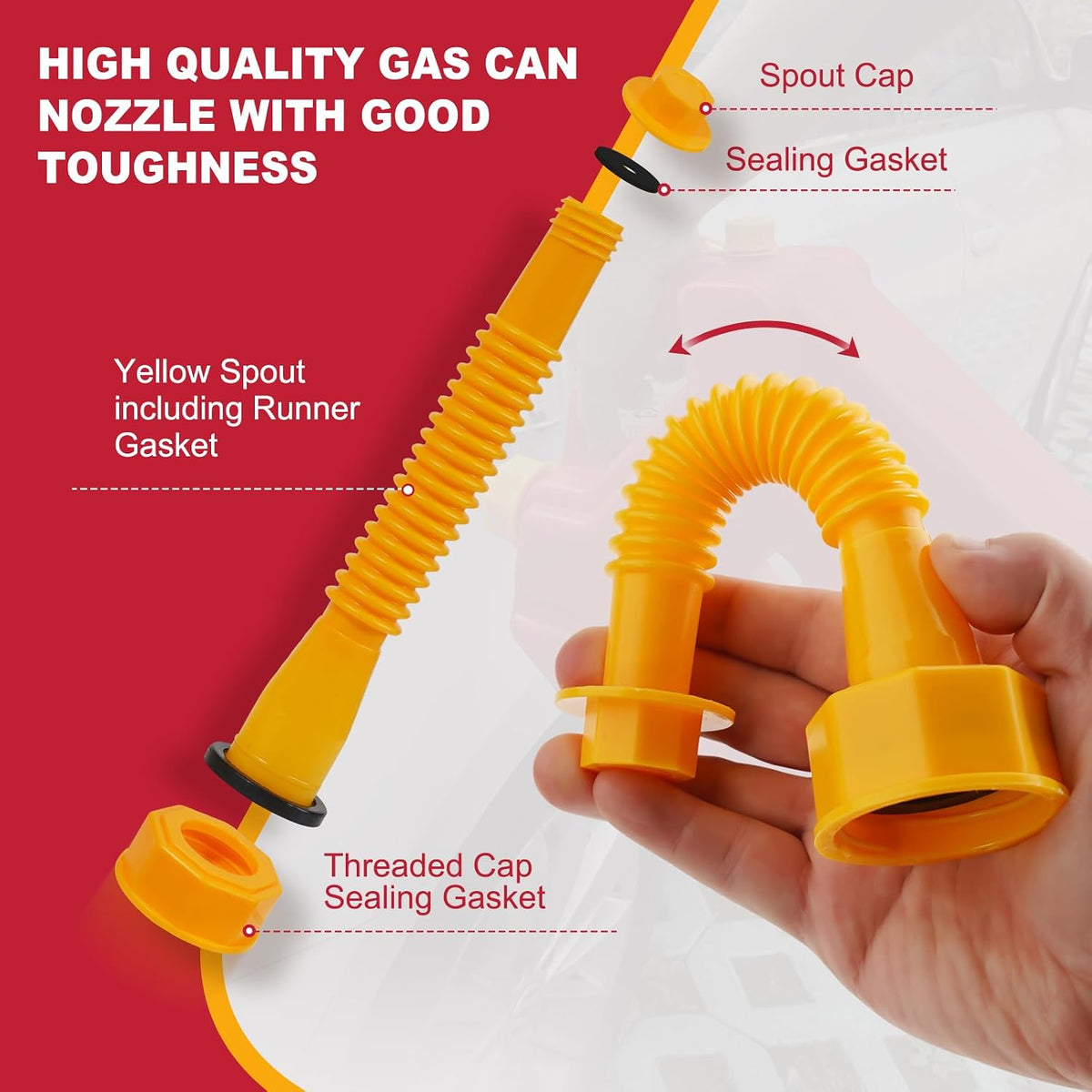 Gas Can Spout Replacement, Gas Can Nozzle Spouts 4 Kit,with 8 Screw Collar Caps(4 Coarse Thread&4 Fine Thread Fits Most Cans) with 8 Gas Can Gasket, Spout Cap, Gas Can Vent Caps,with Drill(33 PCS)
