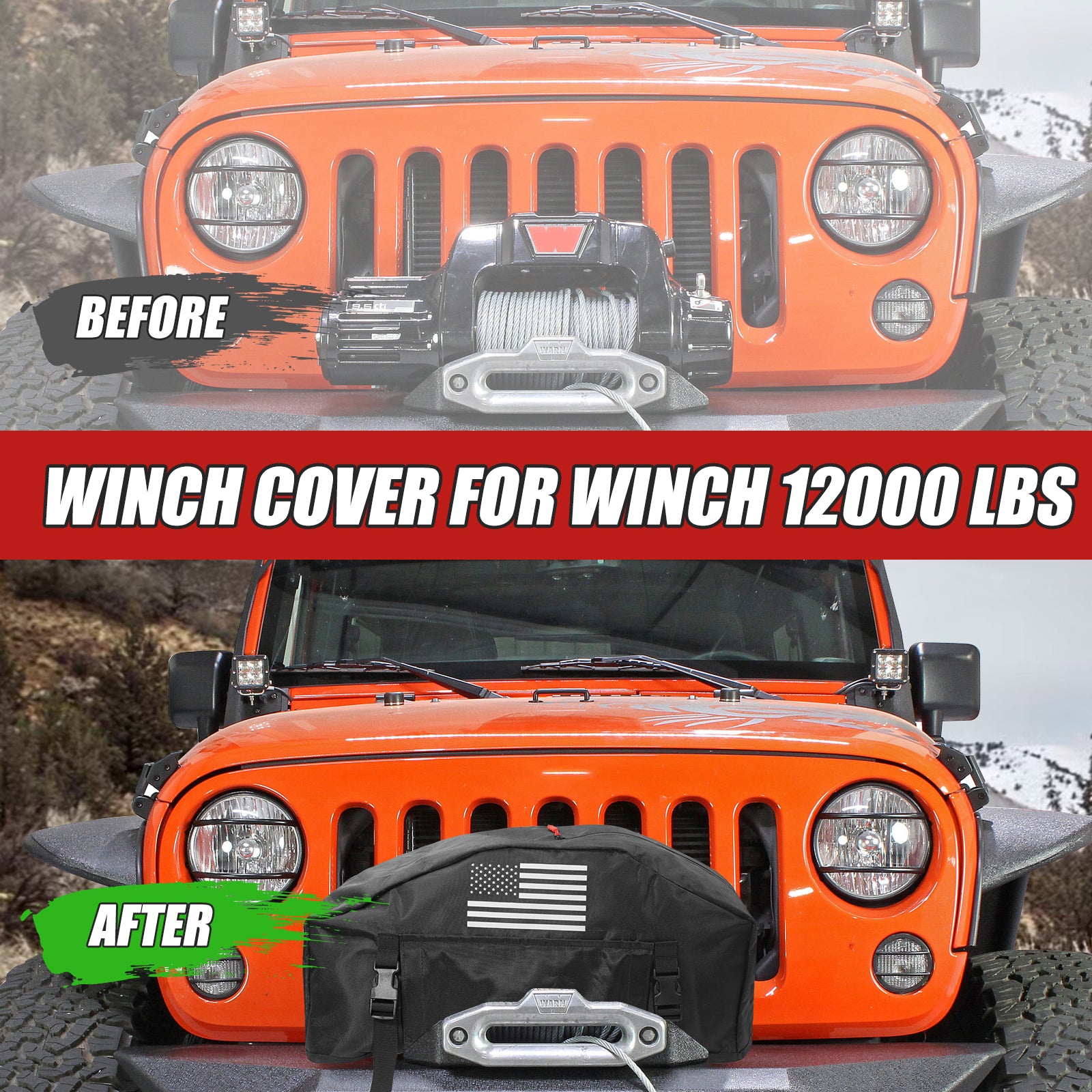 GEVINFA Winch Cover with Top Zipper Design, 2026 Latest Flagship Waterproof Dust-Proof UV Resistant Winch Protective Cover, Indoor & Outdoor Adjustable Accessories for 8000-13500 lbs Electric Winches